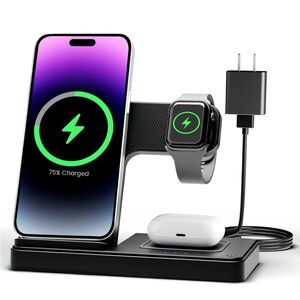 Wireless Charger iPhone Charging Station: 3 in 1 Charger Stand Multiple Devices